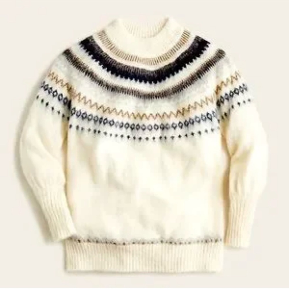 J. Crew Women's White and Blue Fair Isle Sweater - Picture 3 of 4
